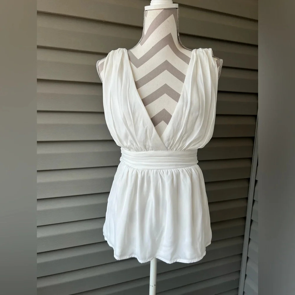 LULUS My Joy White Peplum Top Sz S - Picture 5 of 11